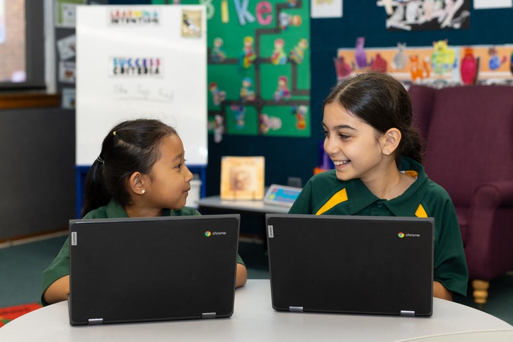 Students working on Chromebooks
