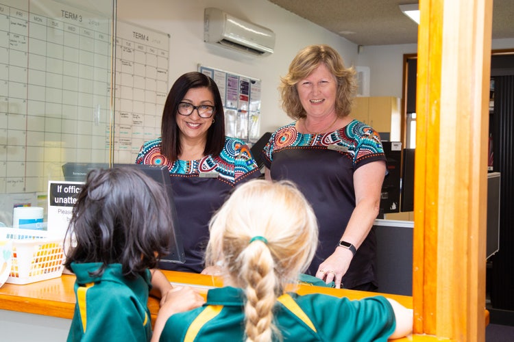 Our friendly office staff helping the students.