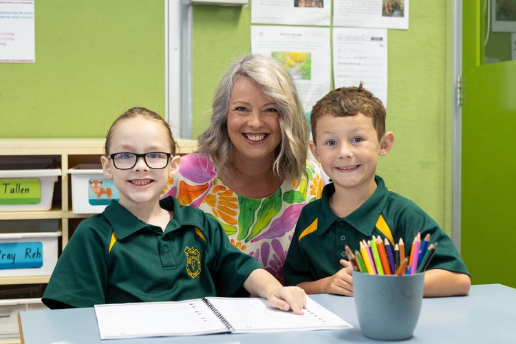 Miss Fist with 2 students